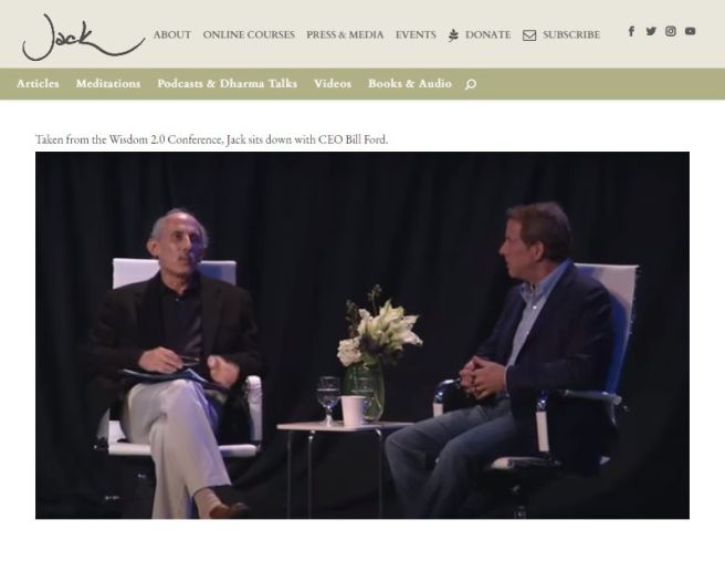 Screenshot der Website von JAck Kornfild: im Bild: Jack Kornfield und bill Ford